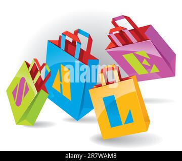 Paper Bags for shopping with 'SALE' inscription. Vector Illustration Stock Vector