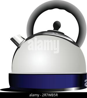 Shiny steel kettle. Vector illustration Stock Vector