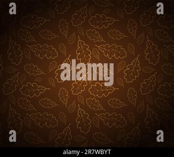 Oak leafs texture outline drawing - autumn background Stock Vector