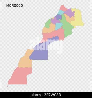Isolated colored map of Morocco with borders of the regions Stock Vector