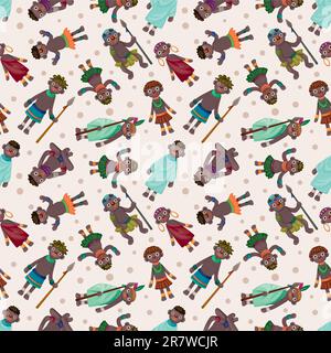cartoon Africa Indigenous seamless pattern Stock Vector