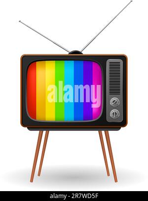 Retro TV with color frame. Illustration on white background Stock Vector