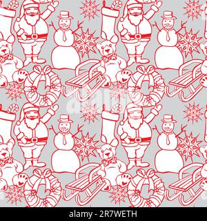 fully editable vector illustration of seamless background with christmass items Stock Vector