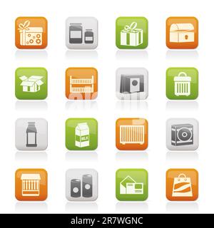 different kind of package icons - vector icon set Stock Vector