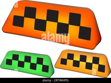 set of taxi symbol with three objects and mesh gradient elements Stock Vector