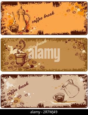 set of coffee banners in grunge style Stock Vector