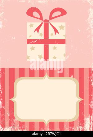 Illustration of the box with a gift in retro style Stock Vector