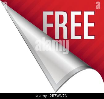 Free icon on vector peeled corner tab suitable for use in print, on websites, or in advertising materials. Stock Vector
