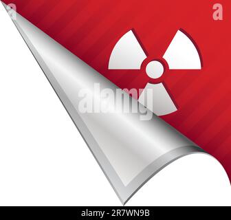 Radiation hazard icon on vector peeled corner tab suitable for use in print, on websites, or in advertising materials. Stock Vector