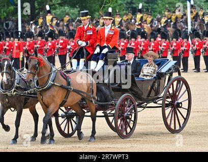 London, UK. 17th June, 2023. London, UK on June 17 2023. The Duke and Duchess of Glouscester arrive at the King's Birthday Parade, Trooping the Colour at Horse Guards Parade, London, UK on June 17 2023. Credit: Francis Knight/Alamy Live News Stock Photo