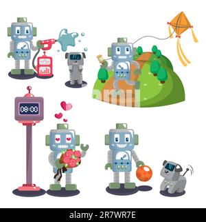 cartoon robot set Stock Vector