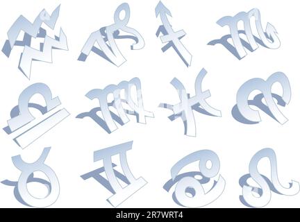 set of zodiac signs, vector illustration Stock Vector