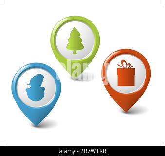 Set of vector christmas round 3D pointers - new year 2012 Stock Vector
