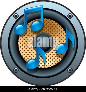 Audio Speaker Icon with musical notes on white background. Vector illustration Stock Vector