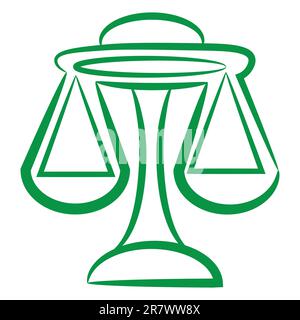 Zodiac sign libra logo, icon sketch style tattoo scale isolated on white background. Stock Vector