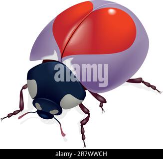 Ladybug with hearts. Illustration on white background Stock Vector