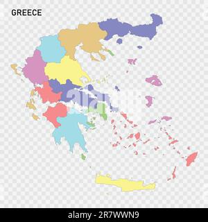Isolated colored map of Greece with borders of the regions Stock Vector