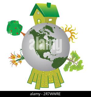 abstract earth globe composition against white background; vector art illustration Stock Vector