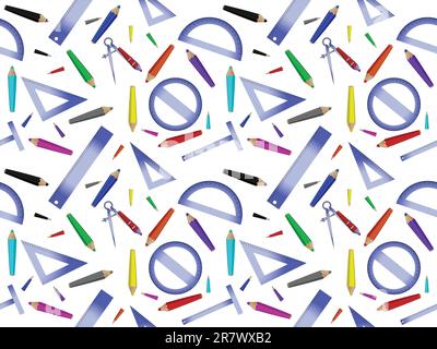 school pattern, abstract seamless texture; vector art illustration Stock Vector