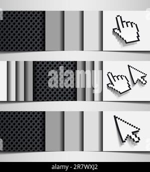 banner hybrid cursor combination hand internet abstract metal iron background Stock Vector