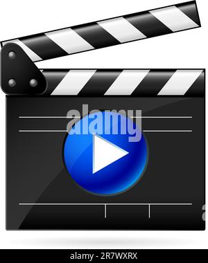 Open movie clapboard on white background. Illustration on white background Stock Vector