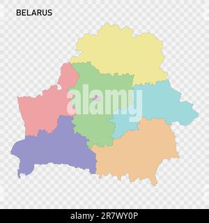 Isolated colored map of Belarus with borders of the regions Stock Vector