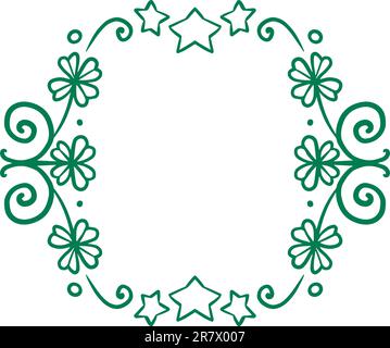 Clover garland on white background. St Patrick day greeting card with shamrock wreath. Irish. Vector flat illustration. Good for text and cards. Stock Vector