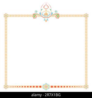 colored patterned frame with an ornament on a white background Stock Vector