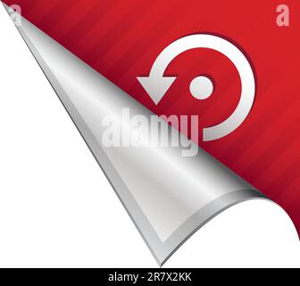 Computer refresh or reload icon on vector peeled corner tab suitable for use in print, on websites, or in advertising materials. Stock Vector