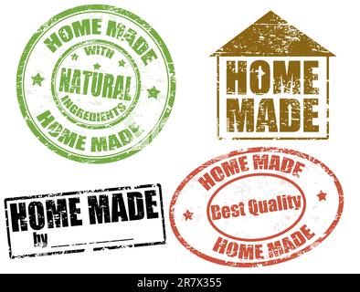 Set of grunge rubber stamps with text home made written inside, vector illustration Stock Vector