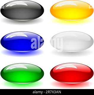 Glass web buttons illustration with shadow color variation Stock Vector