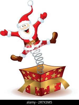 Christmas Santa Claus jumping out of the box Stock Vector