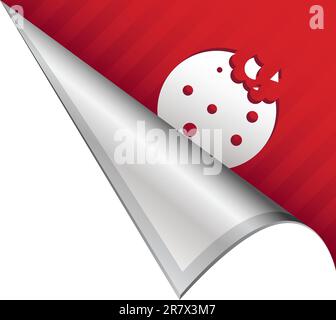 Cookie icon on vector peeled corner tab suitable for use in print, on websites, or in advertising materials. Stock Vector