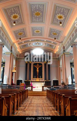 The interior of the historic St Louis Basilica, in St Louis Missouri, the oldest Catholic church west of the Mississippi Stock Photo