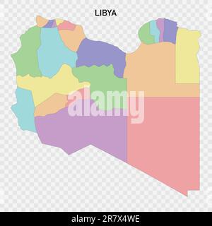 Isolated colored map of Libya with borders of the regions Stock Vector