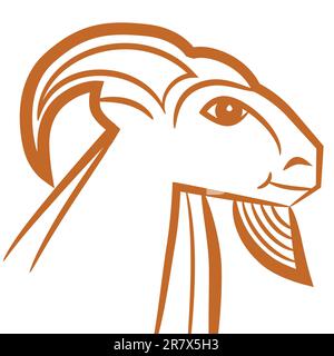 Zodiac sign Capricorn logo, icon sketch style tattoo goat isolated on white background. Stock Vector