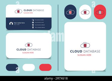 Cloud database logo design with editable slogan. Branding book and business card template. Stock Vector