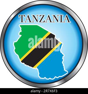 Vector Illustration for the country of Tanzania Round Button. Stock Vector