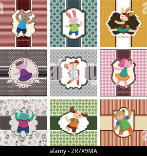 cartoon animal dancer seamless pattern Stock Vector