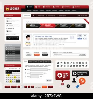 A web design template which consist of all essential web elements. Stock Vector