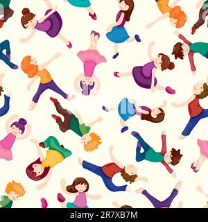 cartoon dancer seamless pattern Stock Vector