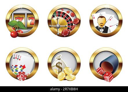 Casino and gambling buttons Stock Vector