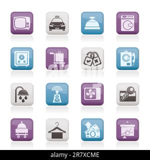 Hotel and motel room facilities icons - vector icon set Stock Vector