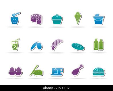 Dairy Products - Food and Drink icons - vector icon set Stock Vector