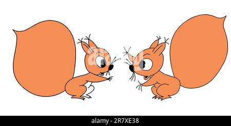 vector drawing squirrel on white background Stock Vector