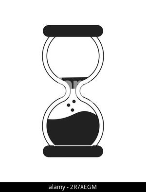 Sand watch isolated outline monochrome icon. Vector vintage hourglass ...