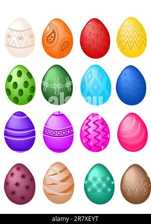 Big set of different kind of easter eggs Stock Vector