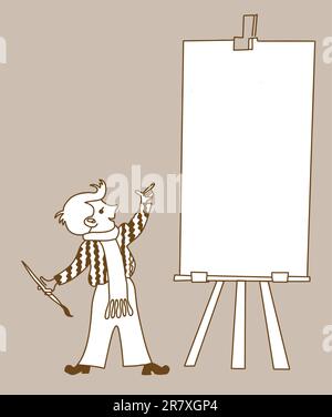 Boys painting on canvas cartoon illustration Stock Vector Image & Art ...