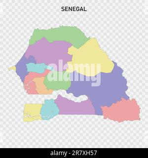 Map of Senegal with regions. Just a simple country border map with ...