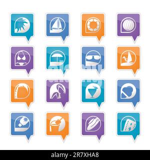 Simple Summer and Holiday Icons - Vector Icon Set Stock Vector
